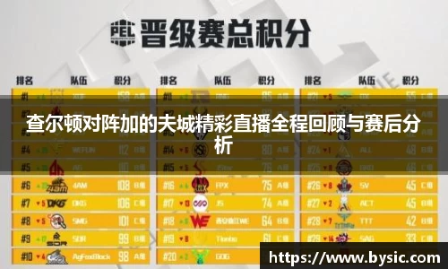 查尔顿对阵加的夫城精彩直播全程回顾与赛后分析