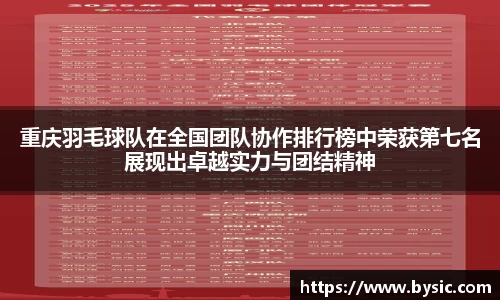 重庆羽毛球队在全国团队协作排行榜中荣获第七名展现出卓越实力与团结精神